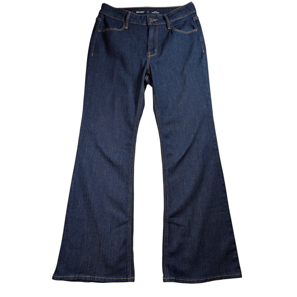 High Rise Wow Flare Dark Wash Stretch Jeans Retro 70s Inspired Statement Denim